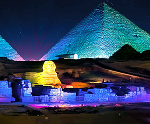 A private camel ride at Sunset,Dinner with the pyramids view& Sound & Light Show